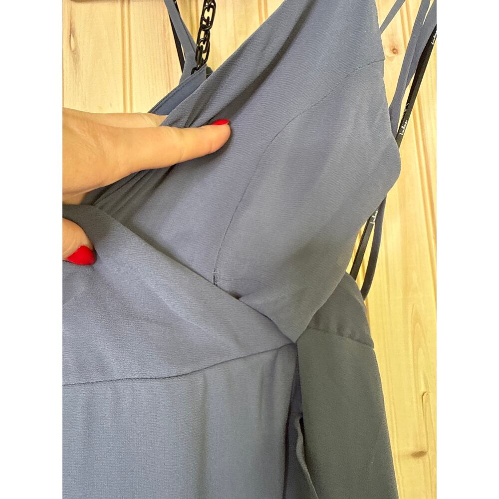 NWT Lulus In Love Forever Granite Blue Lace-Up High-Low Maxi Dress Party Sz M - Picture 10 of 12